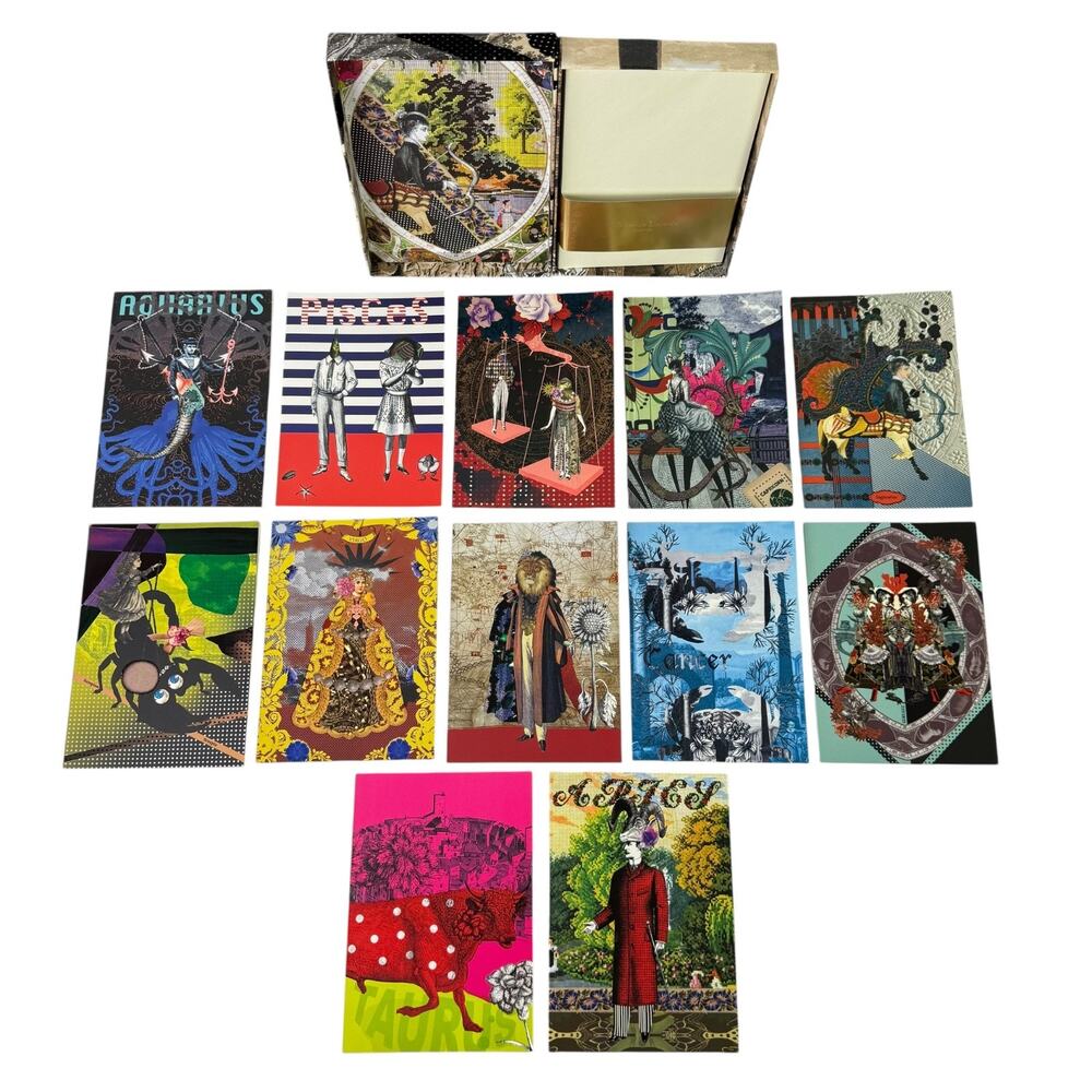 Christian Lacroix Astrologie Designer Note Card Set 12 Zodiac Signs -Never Used